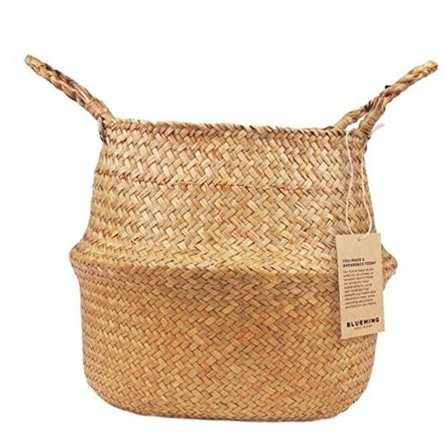 Basket Planter – Large 12 Inch Plant Baskets, Woven Seagrass Rattan 11.8 Inch