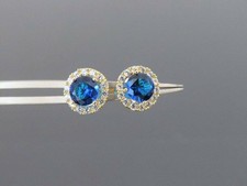 2Ct Lab-Created Sapphire Diamond Halo Stud Earrings Solid 14K Yellow Gold Finish