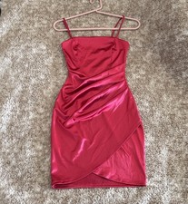 Windsor Womens Red Satin Mini Dress Ruched Bodycon Cocktail Party Night Out