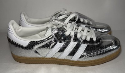 Adidas Samba OG Shoes Sneakers Lace Up Silver JR0035 Women's Size 10.5 NEW