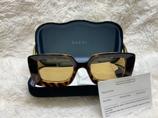 Gucci Women's Sunglasses Square GG1718S 002, Havana Brown 3-D