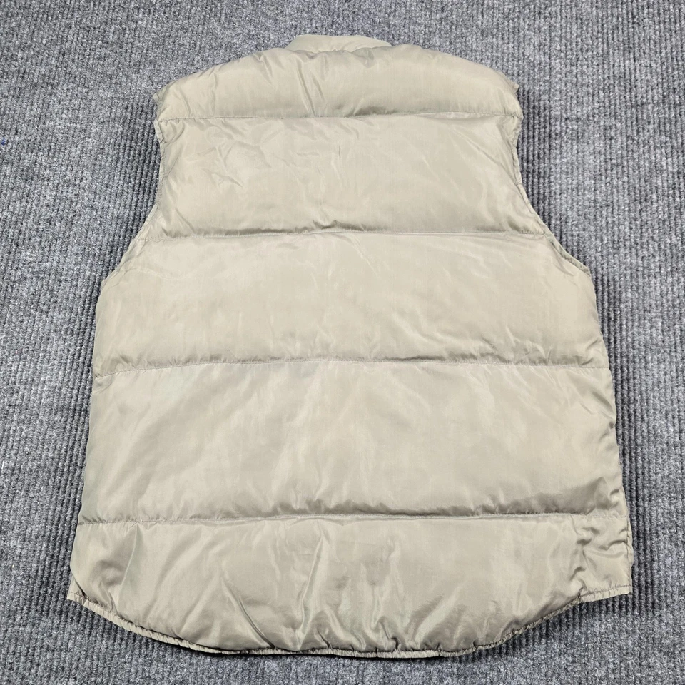 Lands End Puffer Vest Mens Medium Beige Goose Down Nylon Quilted Outdoor Warm - Image 2 of 4
