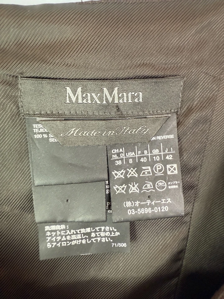 MaxMara 连衣裙女式 8 棕色丝绸鞘串珠装饰鸡尾酒意大利 — 第 4/4 张图片