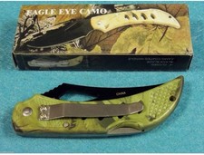 EAGLE EYE CAMO 210875 folding lockback knife with pocketclip 4 1/8  closed NEW!