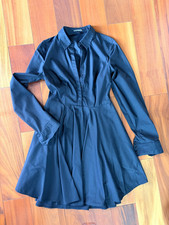 Express size 4 black button down dress shirt dress fit and flare side zip