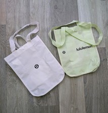 Lululemon Bags Small White Green Yellow Shopping Bag Tote Reusable Eco Recycle