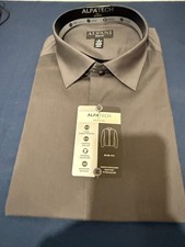NWT Alfani Men's alfatech slim Fit XL Dress Shirt D Grey 17-17.5 36/37 60
