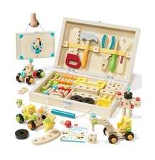 Lehoo Castle Kids Tool Set with Toolbox, Wooden Toys for 3 4 5 Year... Fast Ship