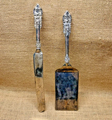 Wallace Grande Baroque Sterling Silver Wedding Cake Knife & Server Set EUC