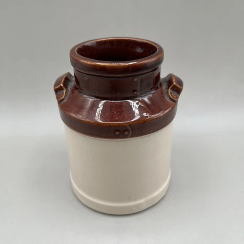 Vintage McCoy Pottery Brown and Cream Small Stoneware Canister 5inch