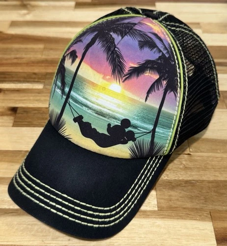 Disney Parks Mickey Mouse Sunset Palm Trees Trucker Hat Mesh Snapback OSFA Cap