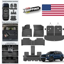 Thermoplastic Elastomer Car Mats for Kia Sorento 2021 to 2026 Full Coverage