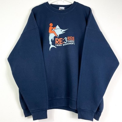 Alien Workshop Vintage Sweater Sweatshirt Gr.XL/XXL Herren Blau Logo 90s y2k