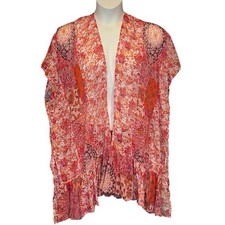 Umgee Boutique Style Kimono Cover Up Metallic Floral Paisley Womens Size M L NWT