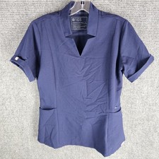 Figs Inala Scrub Top Women Small Navy Blue Technical Collection PO 3002 Notch