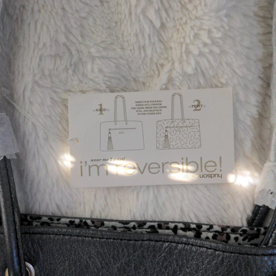 ¡NUEVO! ¡NUEVO CON ETIQUETAS! Bolso de Mano ALEXIS HUDSON Negro Perla Cuero Brooke Reversible $298 Foto 4 de 4