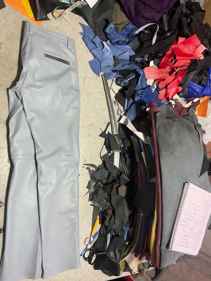 Nouveau pantalon décontracté en cuir de motard bleu pour hommes | pantalon... - Photo 2/4