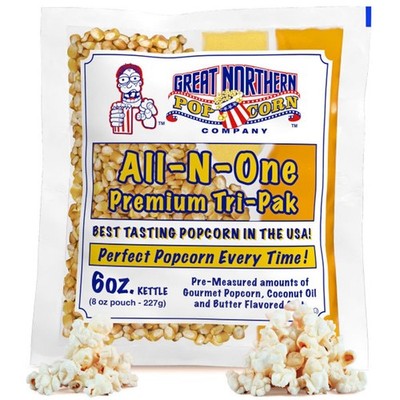 Case of 12 Popcorn Packs - 6oz Kernels, Salt & Oil Packets for Machines
