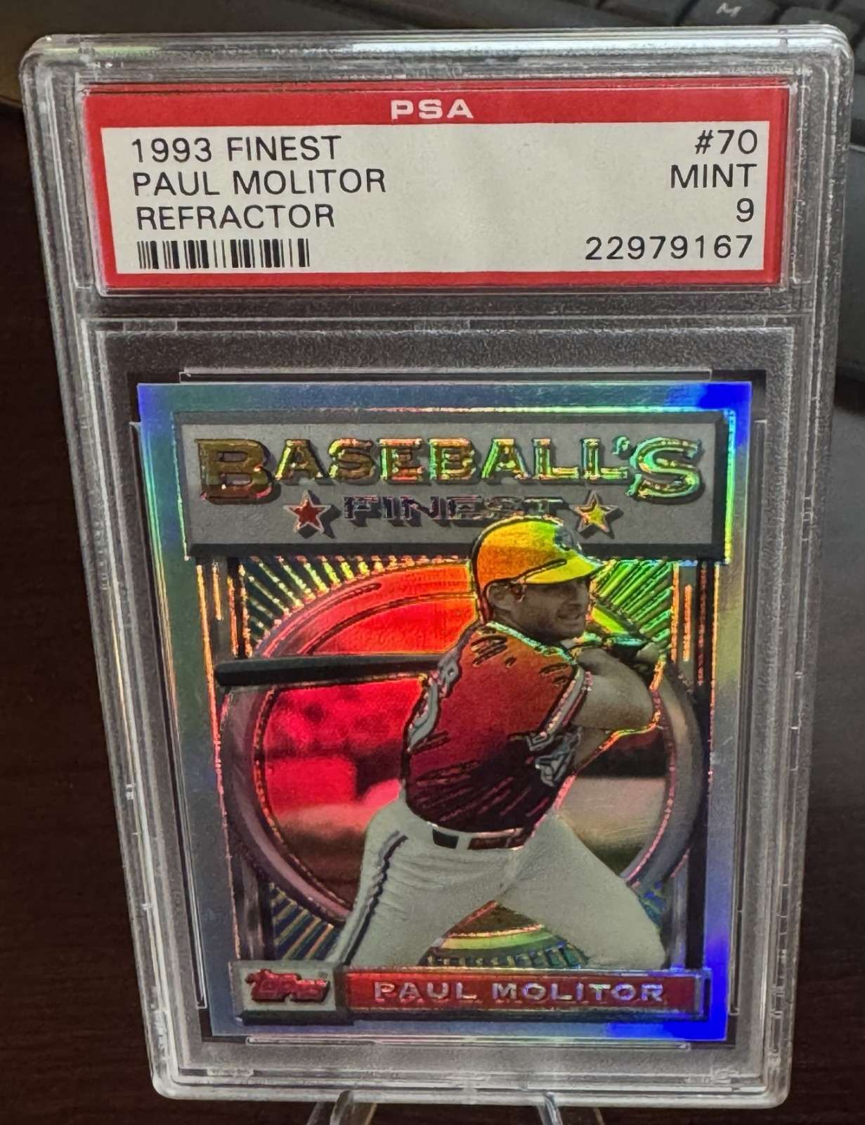 1993 TOPPS FINEST REFRACTOR PAUL MOLITOR #70 PSA 9 POP 74 HOF