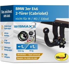 ANHÄNGERKUPPLUNG abnehmbar für BMW 3er Cabrio E46 00-07 +13pol E-Satz ABE