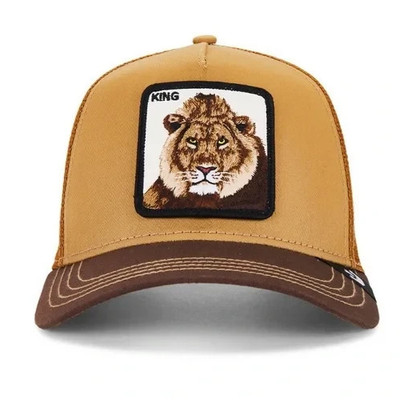 Goorin Bros The Farm SnapBack Trucker Hat Tan King Lion Brown Whiskey Adjustable