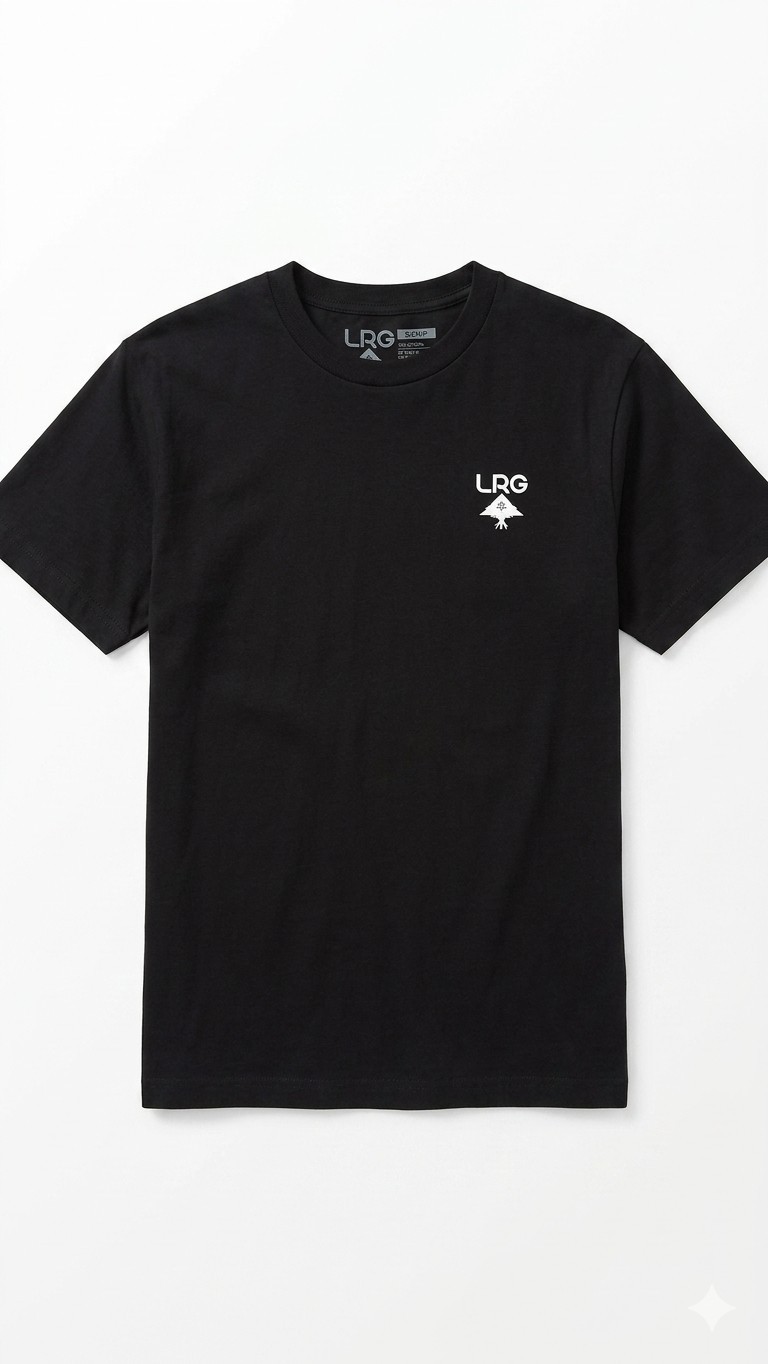 LRG Black Logo Men's Short Sleeve Crew Neck Cotton Jersey T-Shirt Size S,M,L,XL