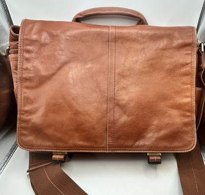 AmeriLeather Legacy Woody Leather Portfolio Messenger Briefcase Bag