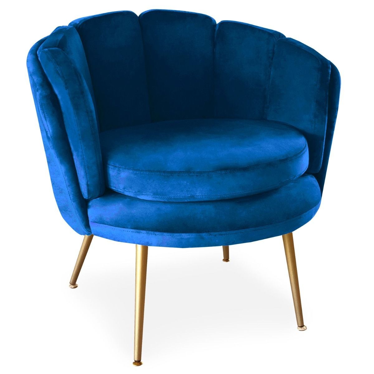 Fauteuil arrondi velours bleu 80cm Dabren meuble design scandinave chic