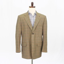 Tasso Elba 48L Brown Sport Coat Blazer Jacket Check 2-Button Wool