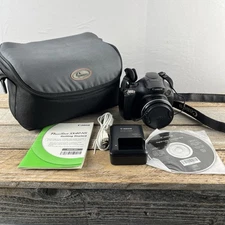 Canon PowerShot SX40 HS Camera +Charger Bag Card Tested Flash Issue Screen Line