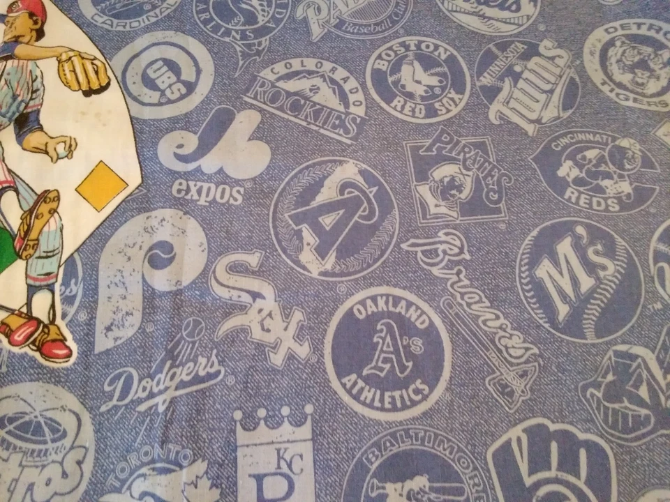 Gráficos de logotipos de equipo de sábanas planas dobles MLB vintage años 90 Foto 4 de 4