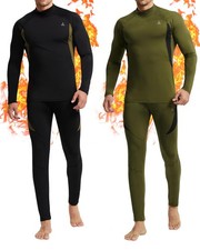2 Pack Mens Thermal Underwear Fleece Lined Long Johns Base Layer for Cold Wea...