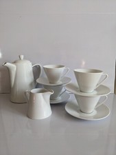 Viners White Essentials Porcelain Tea Set For 4 With Milk Jug & Tea, Coffee Pot