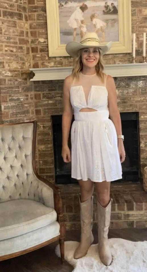 Three floor cheap white dress