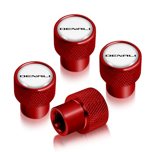 GMC Denali Nameplate in White Red Aluminum Tire Valve Stem Caps eBay