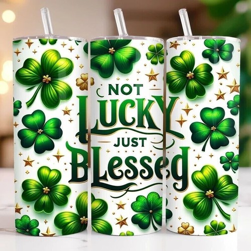 St. Patrick's Not Lucky Just Blessed 20oz Tumbler Travel Insulated Mug - Picture 2 of 3