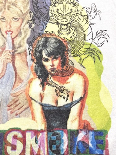 Vintage Japanese Sexy Girls Smoke Dragon T Shirt XL Size White - Picture 9 of 11