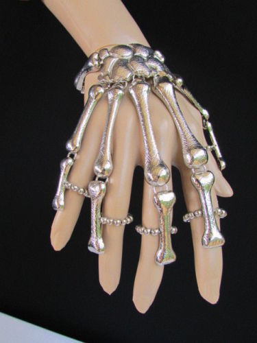 Women Silver Long Fingers Metal Hand 