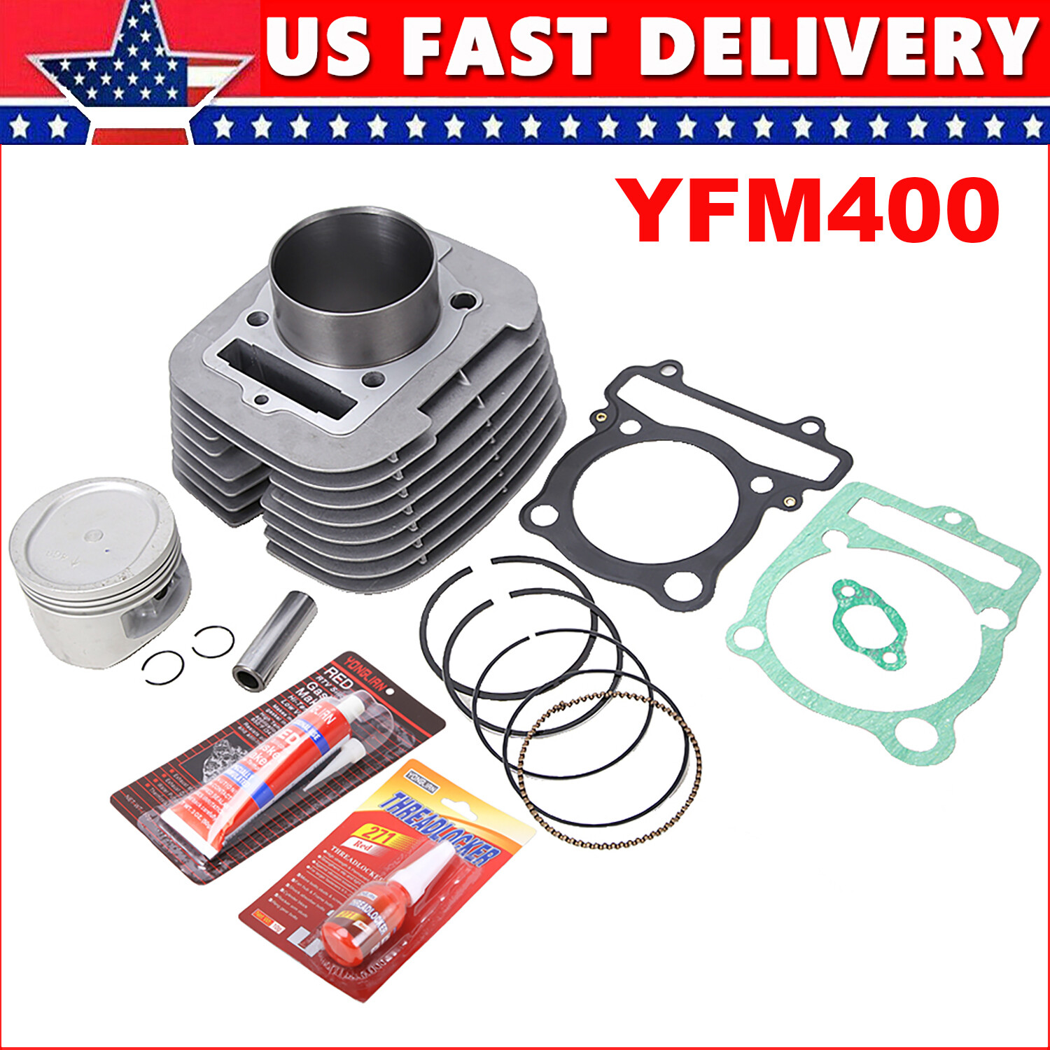 Cylinder Piston Ring Gasket Kit for Yamaha Kodiak 400 1993-99 / Big Bear 00-2012