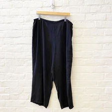 CITRON Santa Monica Pants Crepe Elastic Waist Black 1X