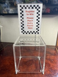5.5"x5.5"x6" ACRYLIC CUBE ENTRY (Slit on Top) BOX With 13" Tall Removable Sign