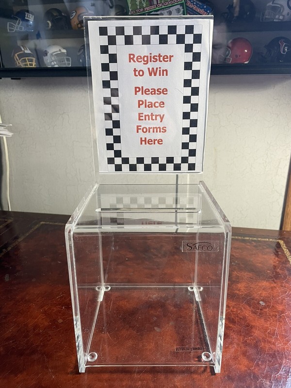 5.5"x5.5"x6" ACRYLIC CUBE ENTRY (Slit on Top) BOX With 13" Tall Removable Sign