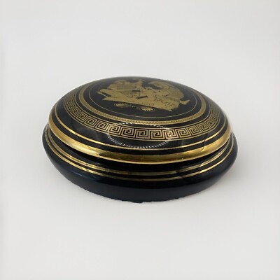 Lidded Trinket Box Made in Greece Marked S 24k Gold Stakias P. Vintage