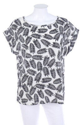 Carnaby Kurzarm-Bluse Blumen XL schwarz-weiß