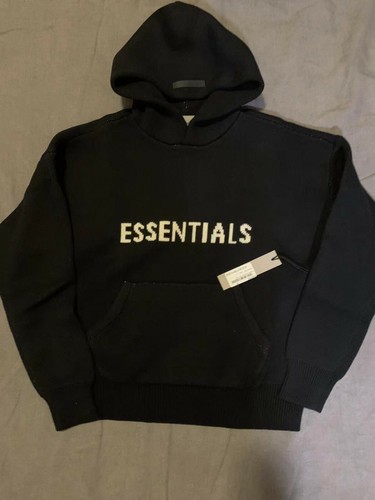 Neu mit Etikett Essentials Strick Logo Hoodie ~ Größe: S ~ schwarz & taupe (ausverkauft) - Bild 1 von 18