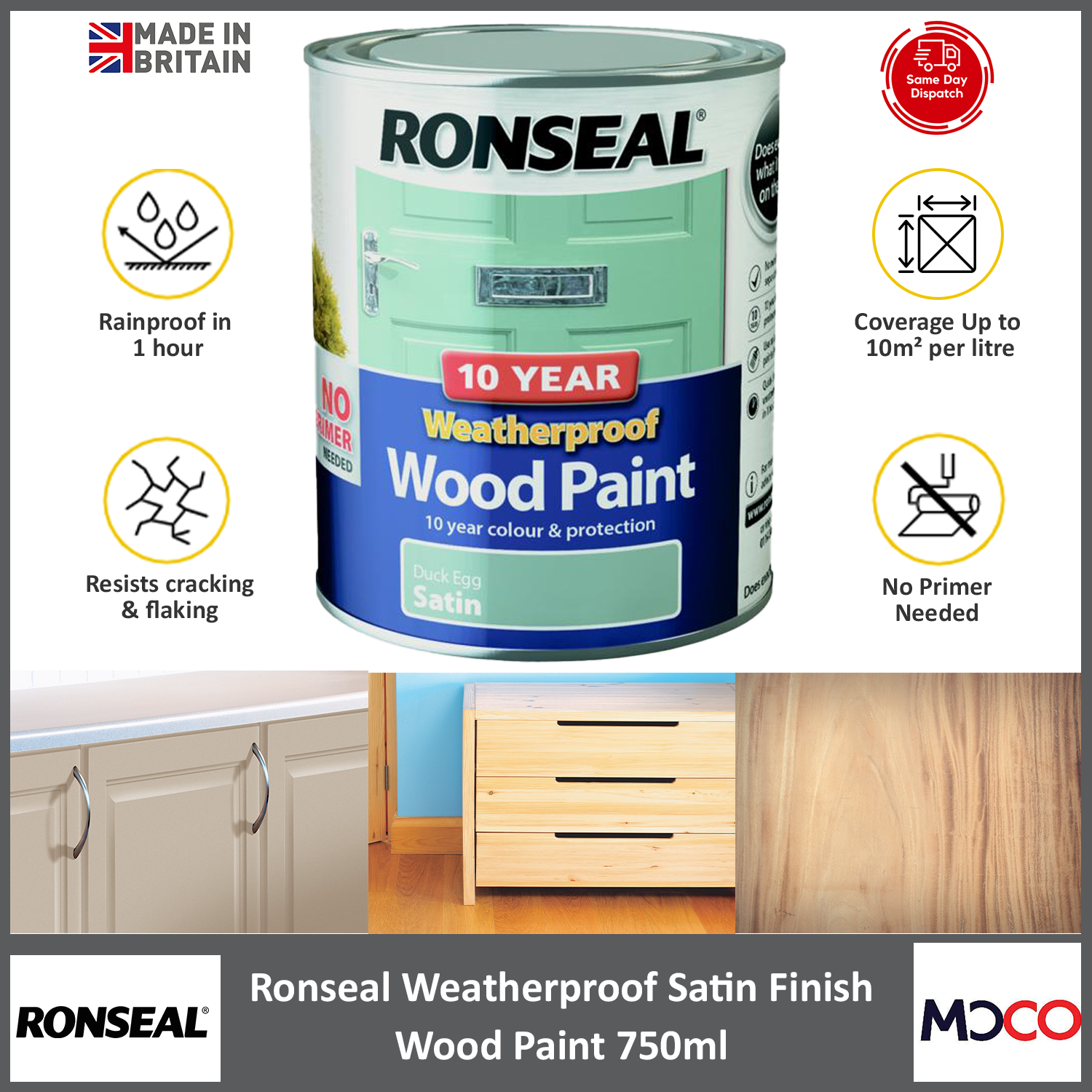 Ronseal 10 Year Weatherproof Wood Paint For Exterior Door Window Satin 750ml eBay