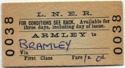 LNER Ticket Armley to Bramley
