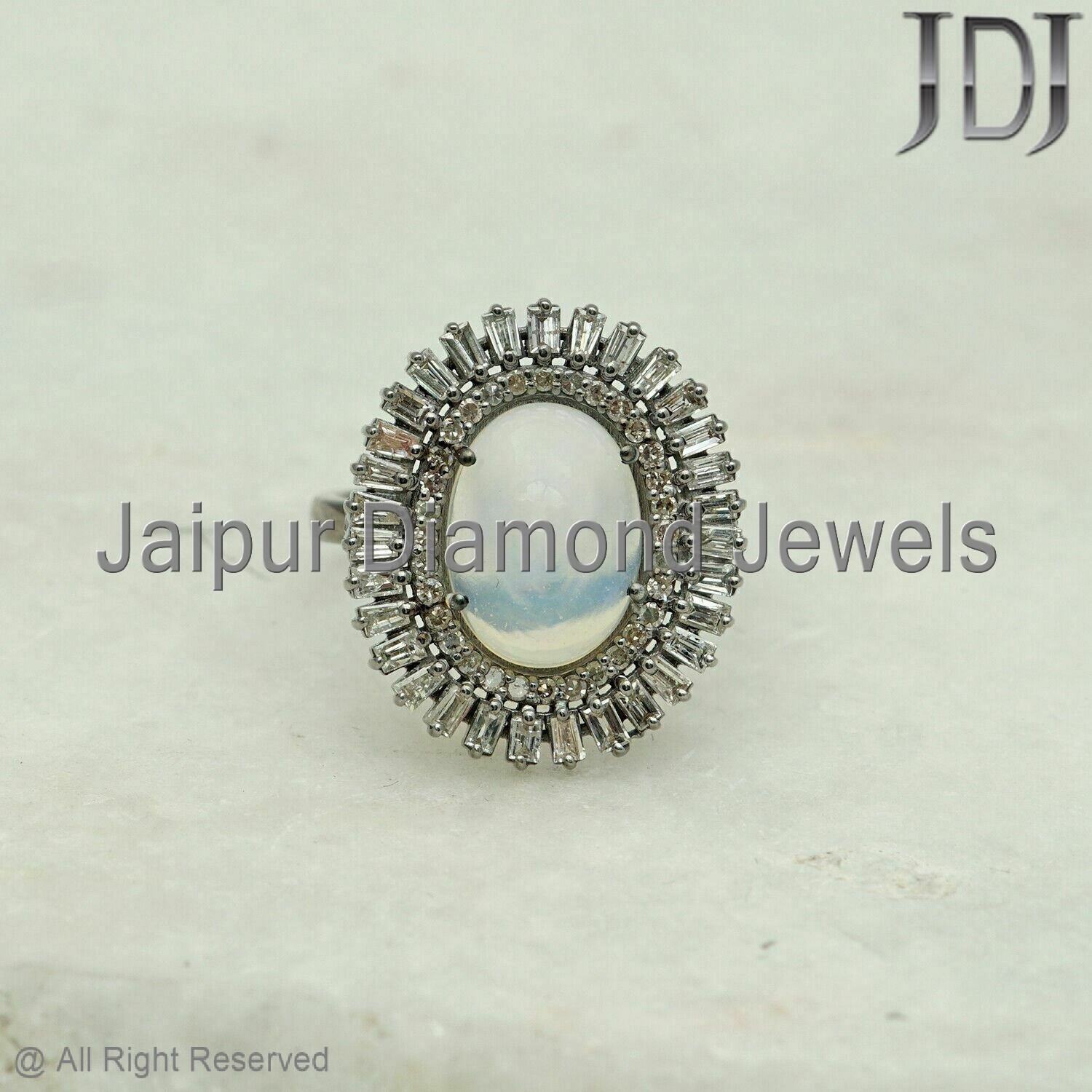 Diamant Pavé Bague 925 Argent Sterling Saphir Naturel Gemmes Valentine