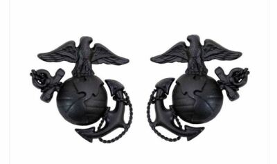 US MARINE CORPS USMC OFFICER SERVICE COLLAR INSIGNIA; REGULATION PAIR