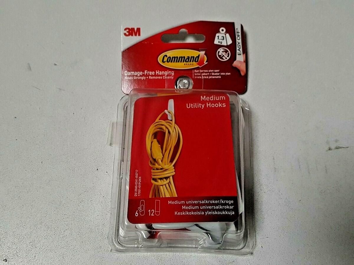Command Strips 17001 Mittlere Haken – Selbstklebend, Rückstandslos Entfernbar, Für Glatte Oberflächen